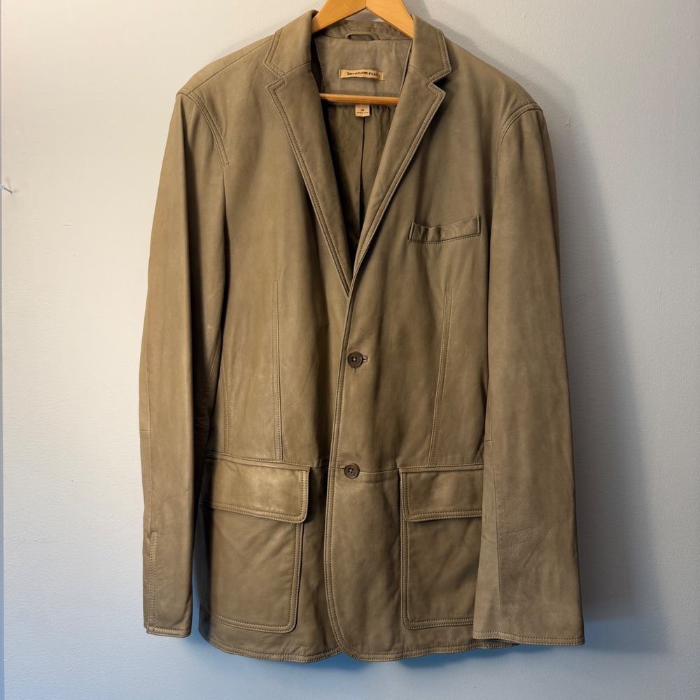 John Varvatos USA Mens Tan 100% Lambskin Leather Blazer Sport Coat Jacket 42
